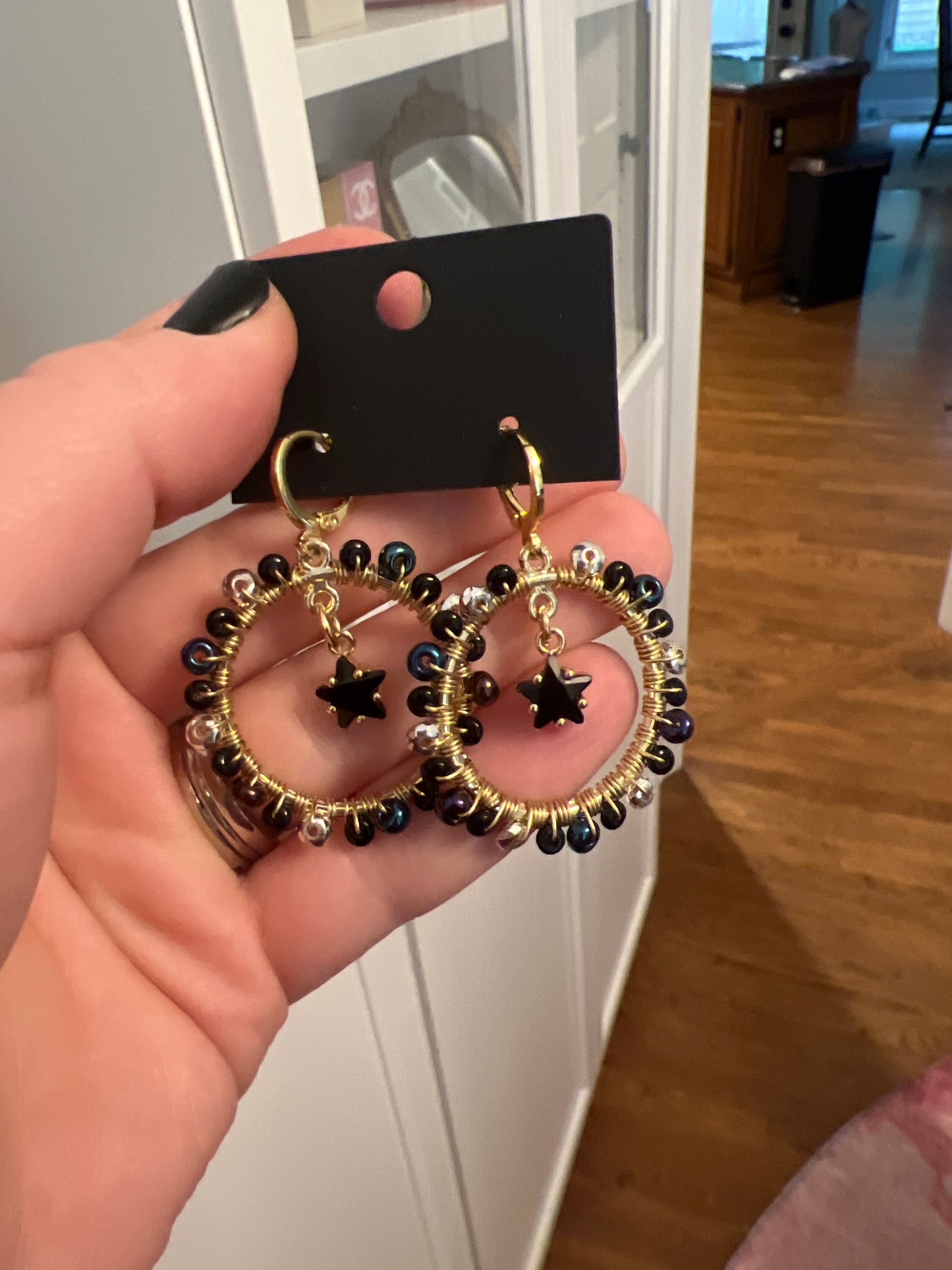 assorted large dangly hoops