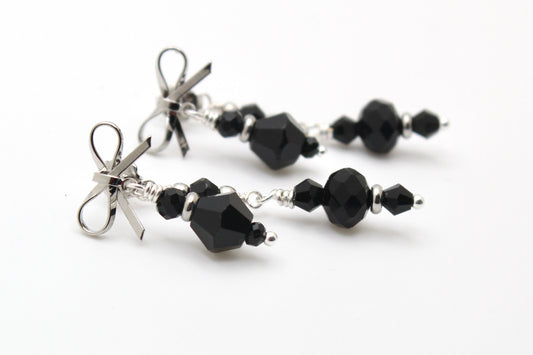 Black Tie Bow Earrings