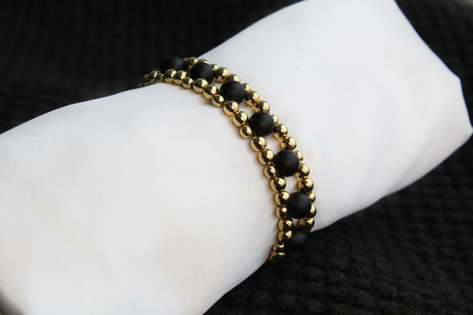 Black & Gold Ladder Bracelet