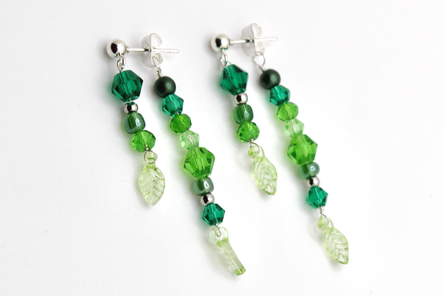 🌿 Beaded Plant Earrings - #12 silver