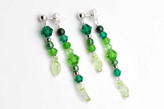 🌿 Beaded Plant Earrings - #12 silver