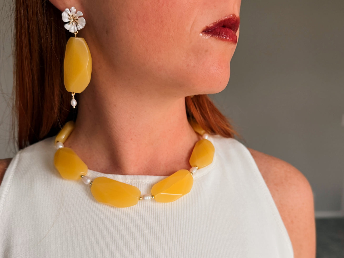 Thrifted Yellow Statement Necklace