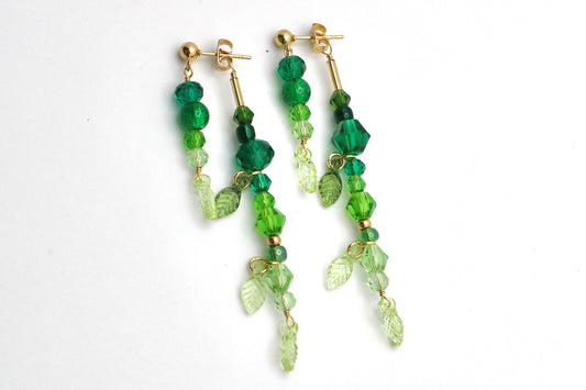 🌿 Beaded Plant Earrings - #10 gold