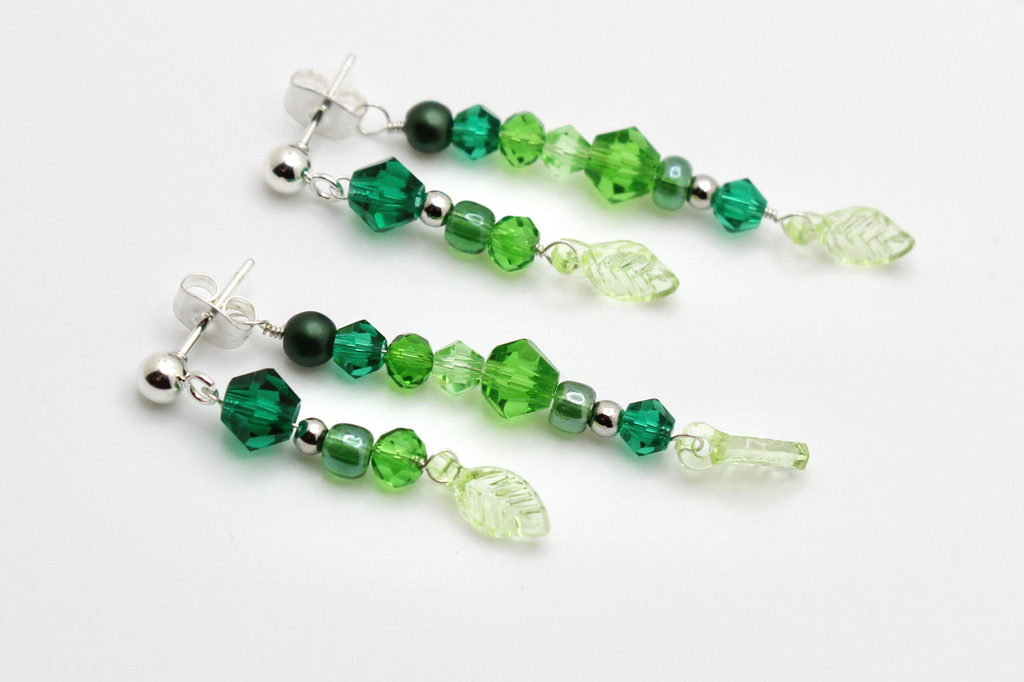 🌿 Beaded Plant Earrings - #12 silver