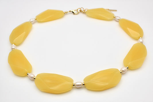 Thrifted Yellow Statement Necklace