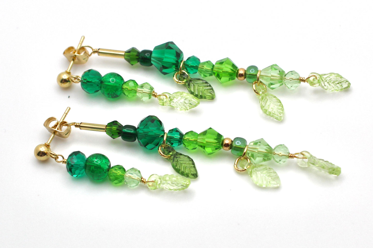 🌿 Beaded Plant Earrings - #10 gold