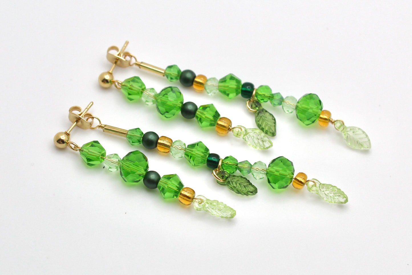 🌿 Beaded Plant Earrings - #9 gold