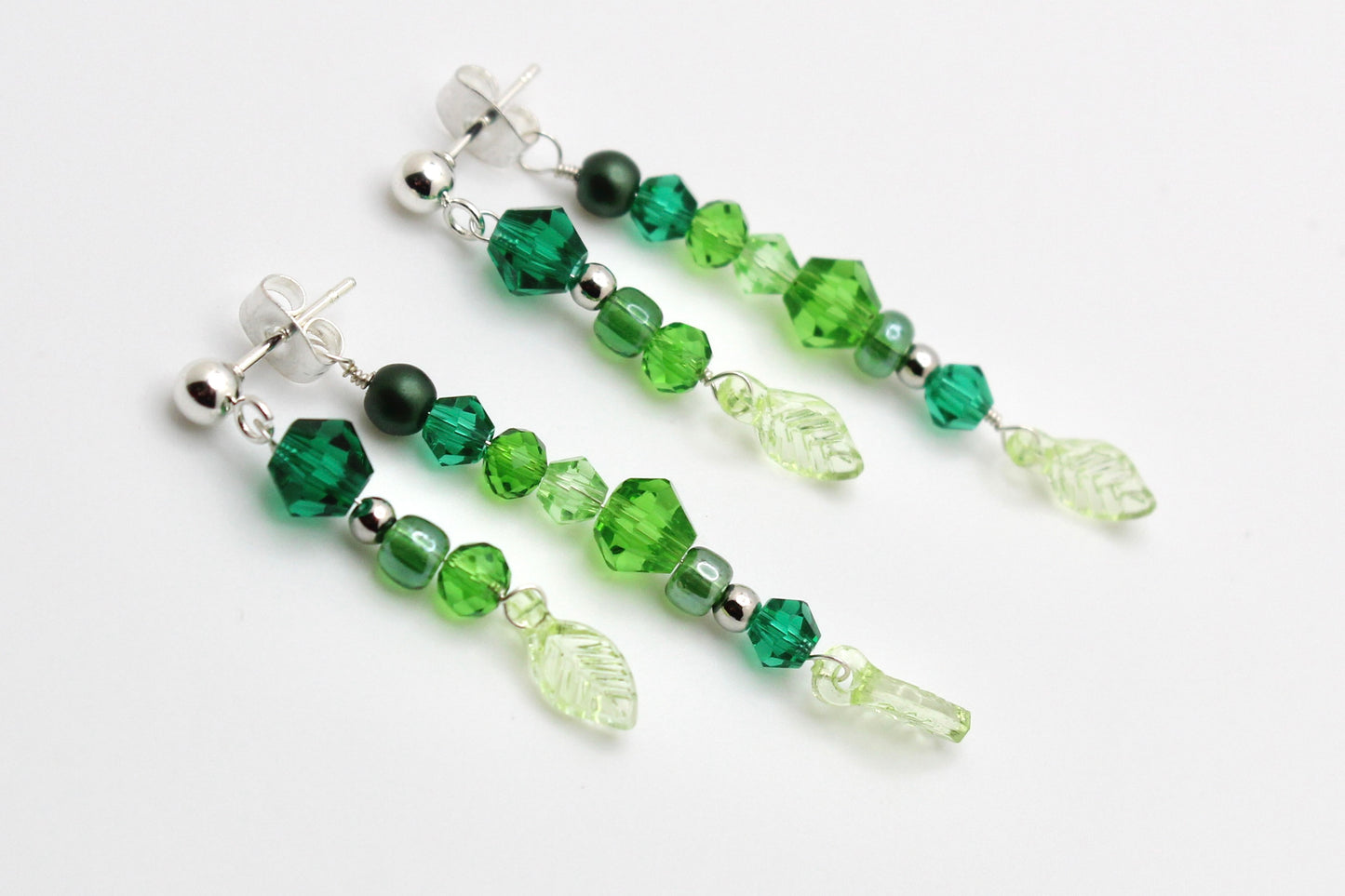 🌿 Beaded Plant Earrings - #12 silver