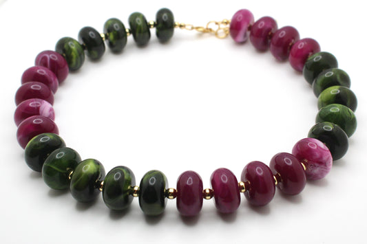 Chunky Plum & Moss Necklace (with FREE gift)