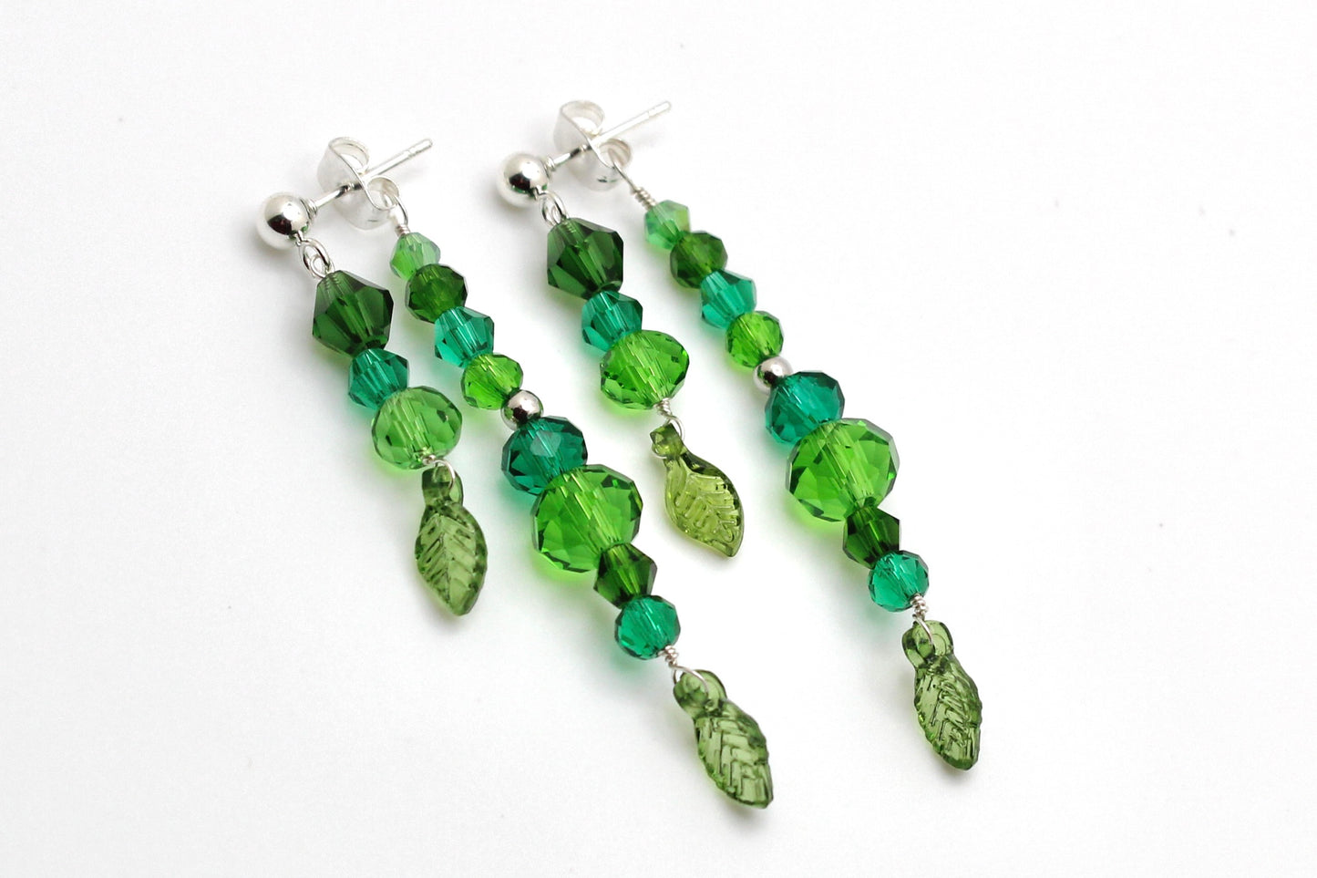 🌿 Beaded Plant Earrings - #13 silver