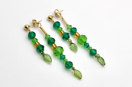 🌿 Beaded Plant Earrings - #2 gold