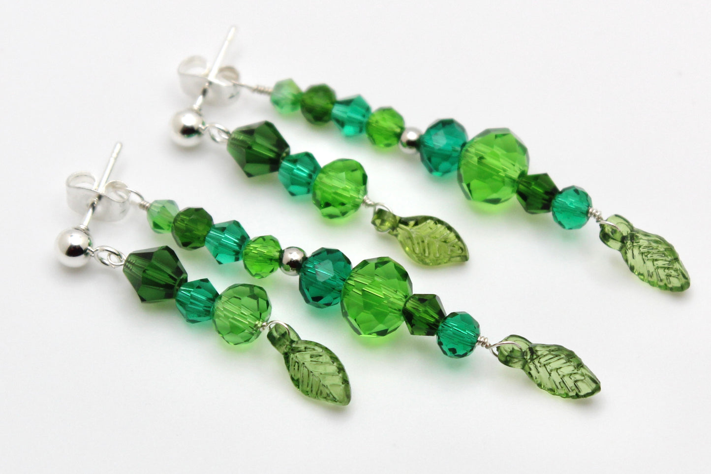 🌿 Beaded Plant Earrings - #13 silver