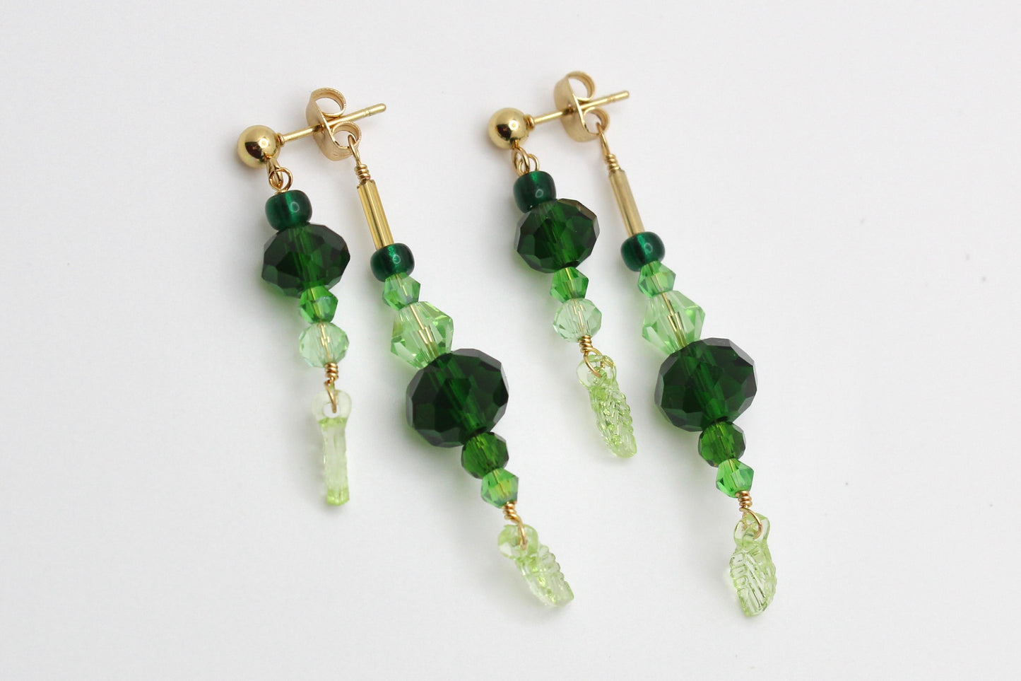 🌿 Beaded Plant Earrings - #3 gold