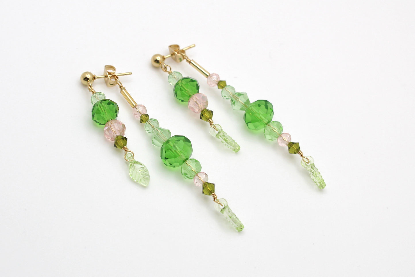 🌿 Beaded Plant Earrings - #1 gold