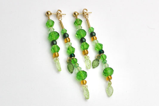 🌿 Beaded Plant Earrings - #9 gold