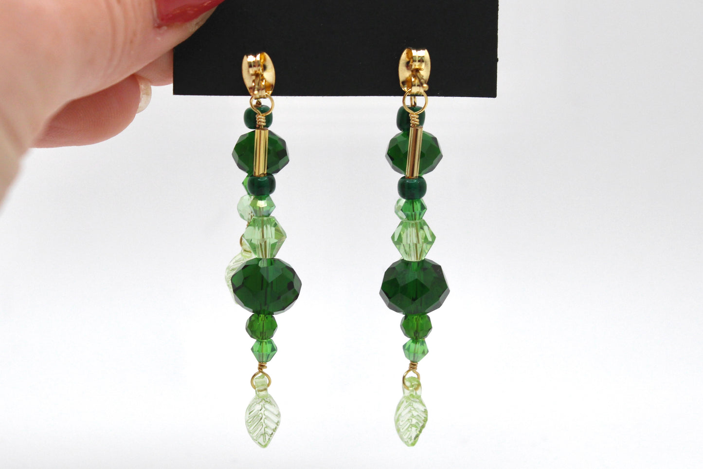 🌿 Beaded Plant Earrings - #3 gold