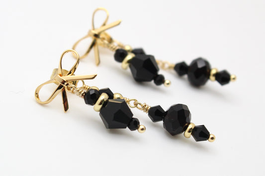 Black Tie Bow Earrings