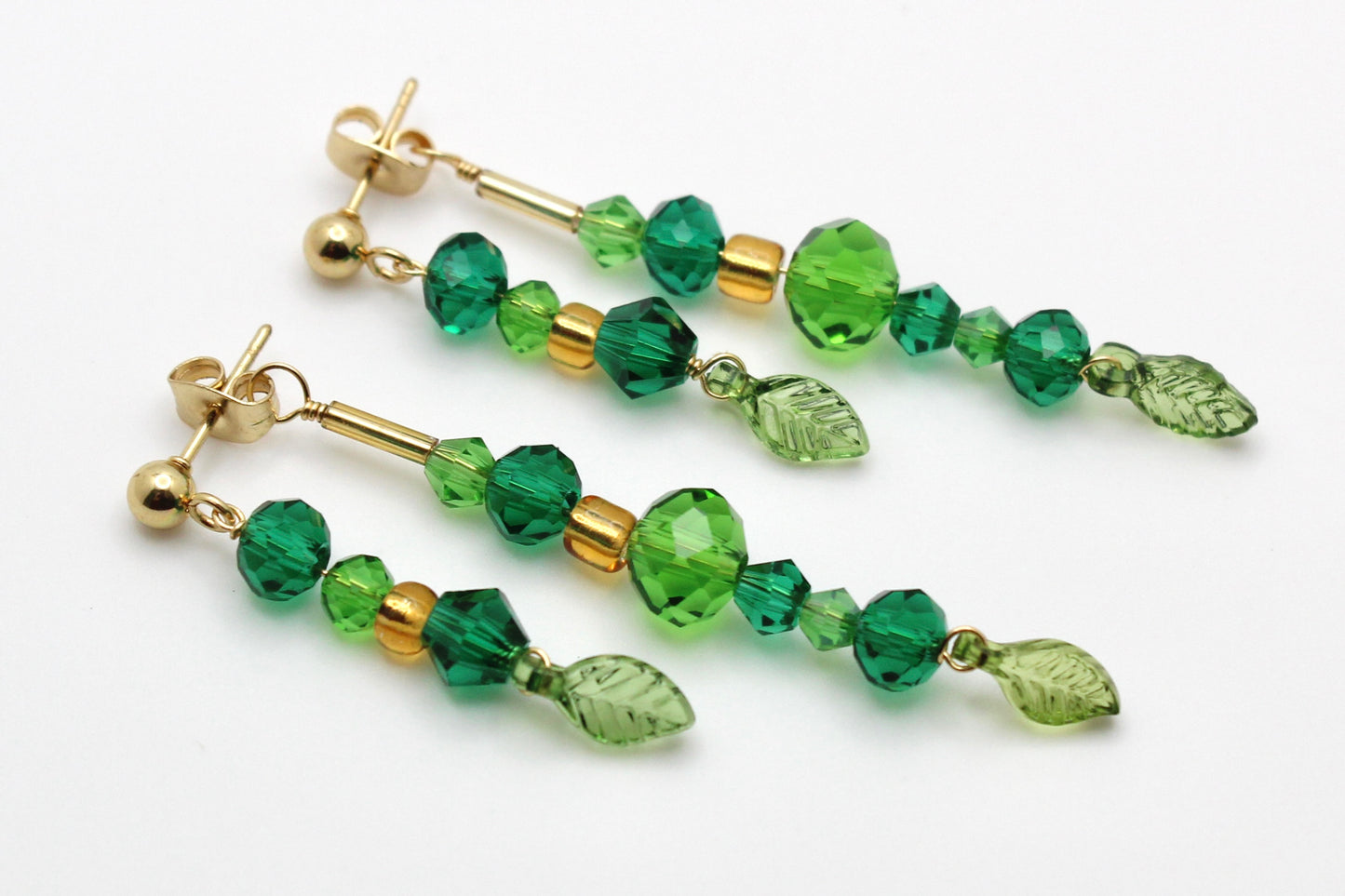 🌿 Beaded Plant Earrings - #2 gold