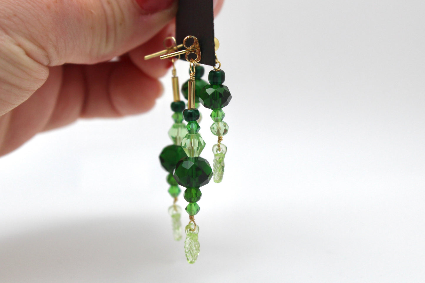 🌿 Beaded Plant Earrings - #3 gold
