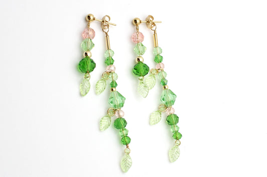 🌿 Beaded Plant Earrings - #8 gold