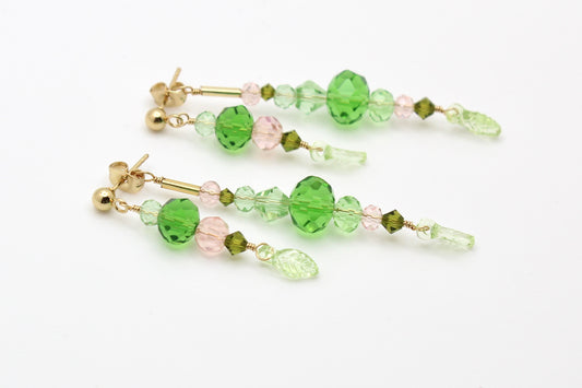 🌿 Beaded Plant Earrings - #1 gold